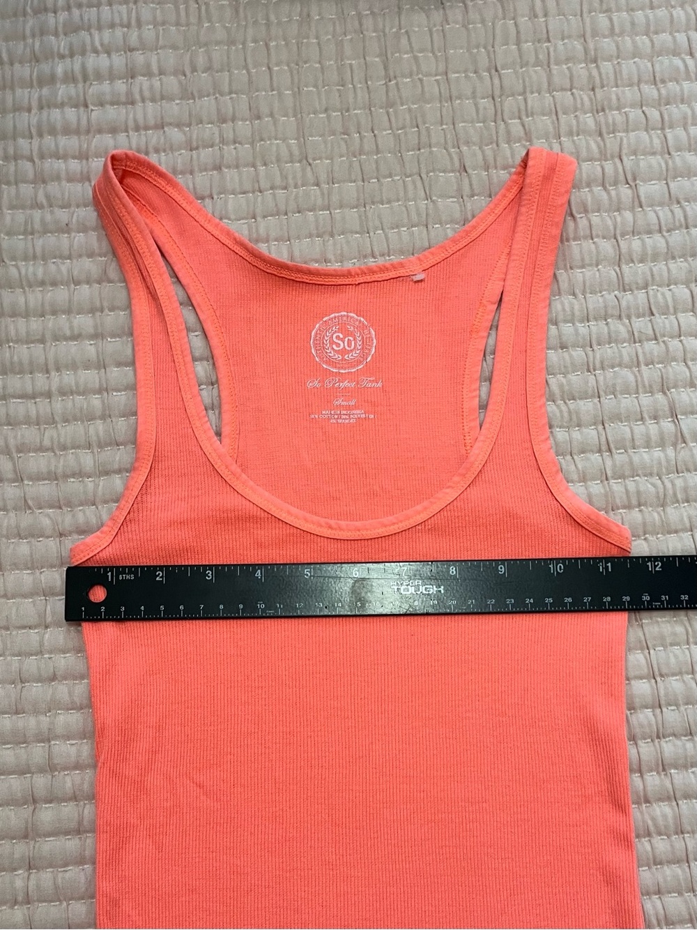 SO The Perfect Tank Top Ribbed Racerback Peach Size Small - Picture 4 of 6